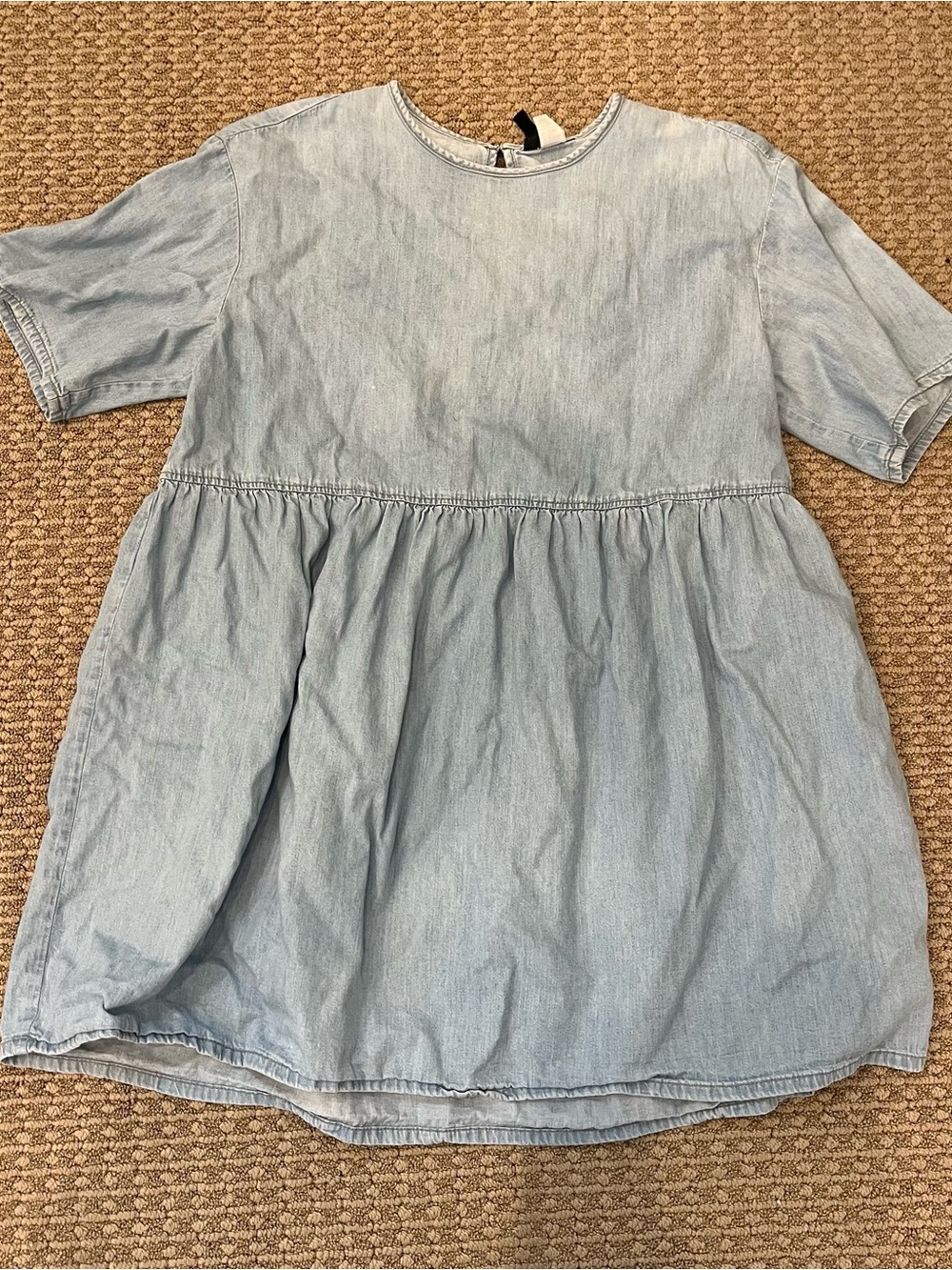 H&M Light Blue Denim Babydoll Dress Top